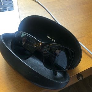 Vintage Prada tortoise sunglasses and case